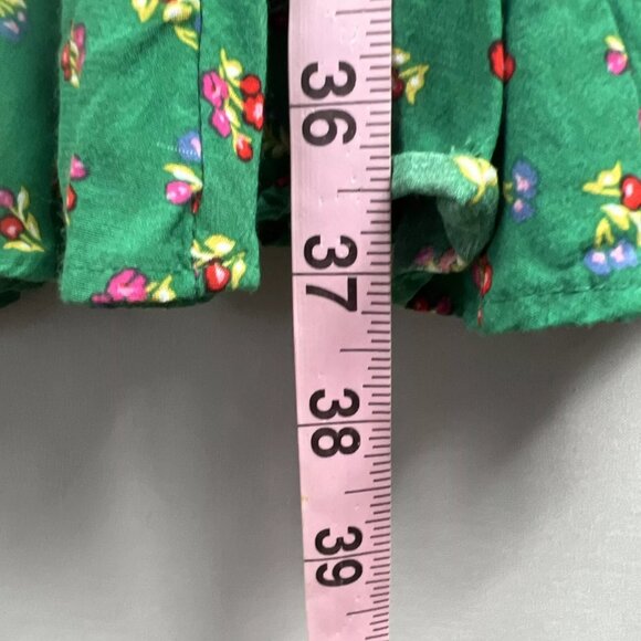 Loft Dress Floral Cap Sleeve Ruffled Hem Drawstring Elastic Waist Size S Green - Picture 5 of 8